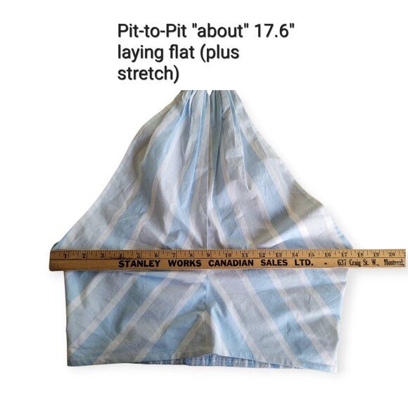 Staud Kai Striped Cotton Halter Top L Cropped Smocked V-Neck Sleeveless NWOT - Picture 11 of 14